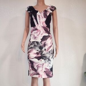 Forcast V Neck Front & Back Sleeveless Spring Floral Dress Sz 10